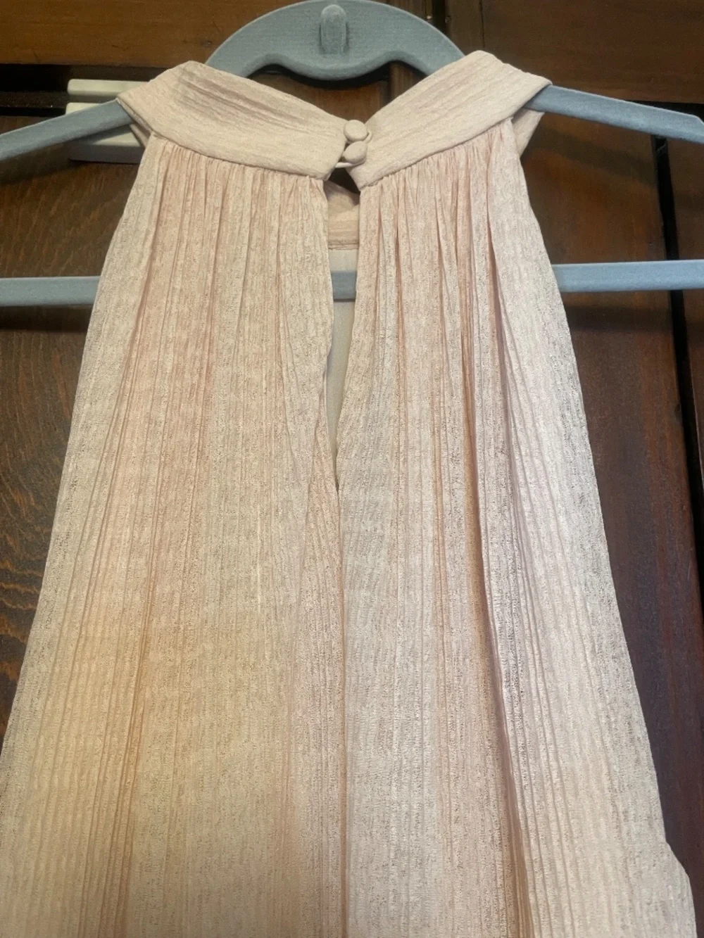 Cream long dress with ruffles